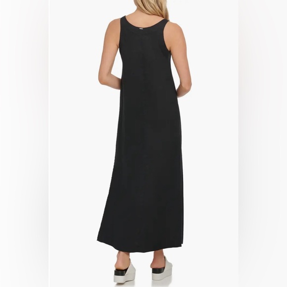 NWT DKNY Black Linen V-Neck Maxi Dress |Size XXL - Picture 3 of 5